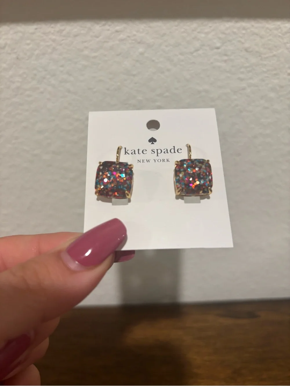 kate spade multicolor glitter square drop earrings - Picture 2 of 6